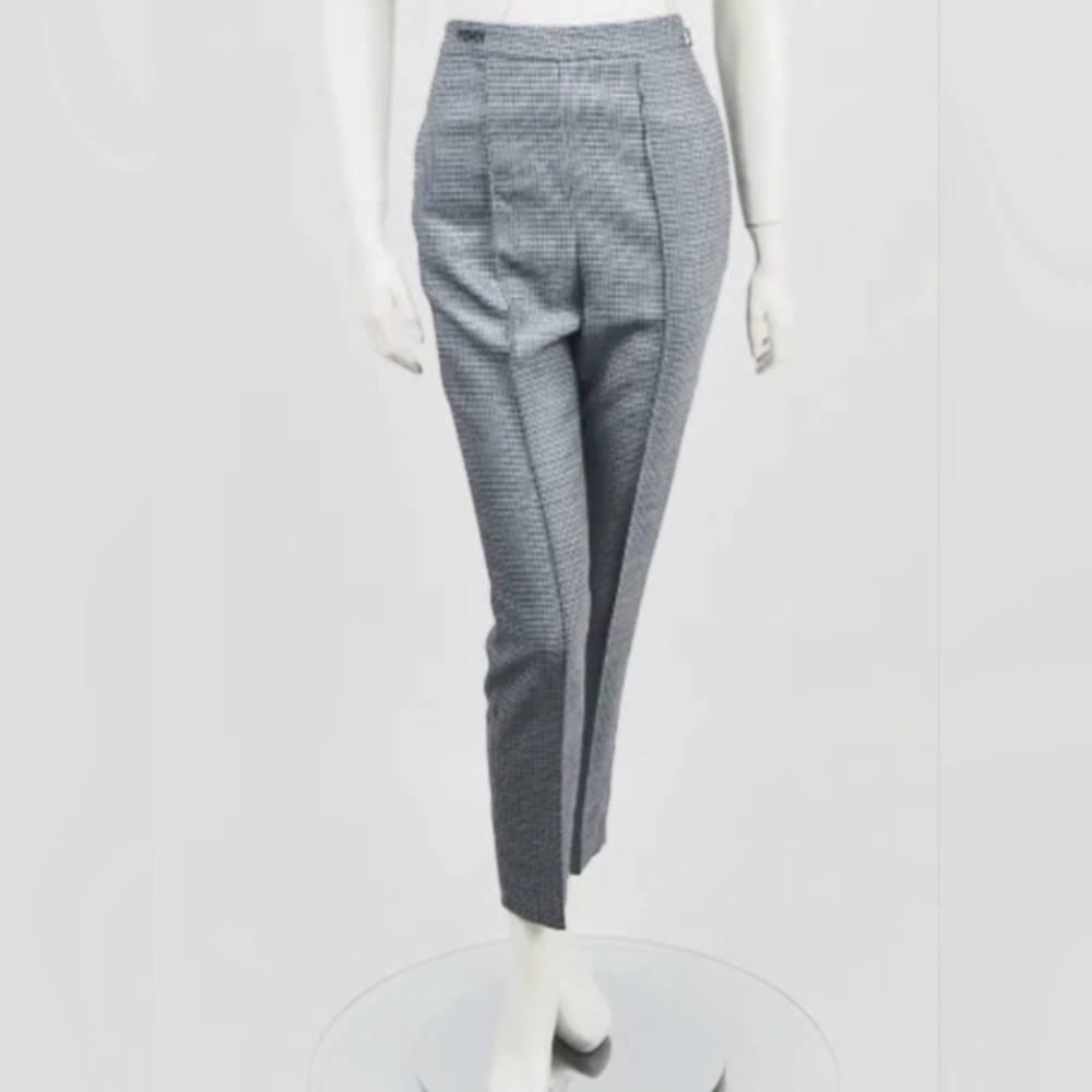 Fendi Gray & Blue Wool Checkered Pants